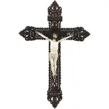 Cristo Crucificado, CHINA, SIGLO XIX, Talla en marfil con detalles entintados sobre cruz de madera