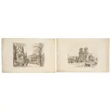 André Deslignères, NOTRE DAME - PALAIS DE JUSTICE DE LA SAINTE CHAPELLE, Grabados al aguafuerte con textos en margen inferior