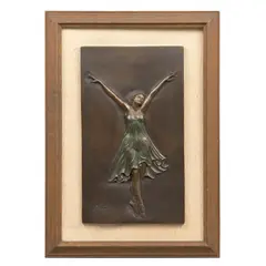 Julián Bravo, BAILARINA, Bronce, patinado en tono verde y marrón; enmarcado