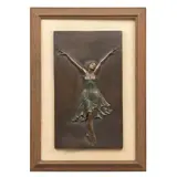 Julián Bravo, BAILARINA, Bronce, patinado en tono verde y marrón; enmarcado
