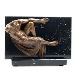 Juan de Dios, DESNUDO MASCULINO DECAPITADO, Bronce, patinado en color marrón; figura adosada a mármol negro