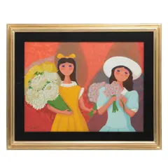 Trinidad Osorio, Niñas con ramos de flores, Serigrafía A/P