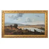 Gilberto Guerra, Paisaje con lago, 1974, Óleo sobre tela