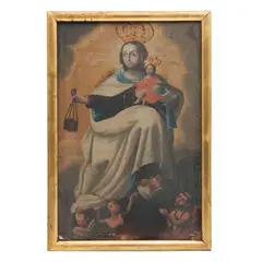 Virgen del Carmen, MÉXICO, FINALES DEL SIGLO XIX, Óleo sobre tela