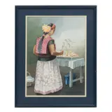 Antonio López Oliver, Mujer cocinando, Acuarela sobre papel