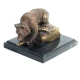Juego Gris, SIGLO XX, Bronce, patinado en color marrón y acabado dorado; con base de mármol negro