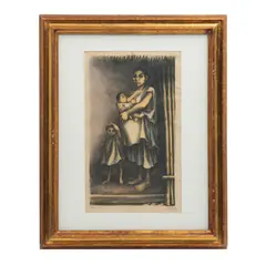 Firmado "m. Martín", Madre Maya, Litografía sin número de tiraje