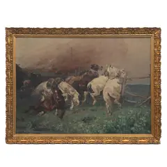 Caballos by Adolf Schreyer, Óleo sobre tela, offered Oct 2024