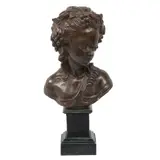 Busto de Bacante, SIGLO XX, Bronce, patinado en color marrón y verde