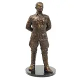 Miguel Romo Santini, ESCULTURA DE JOSIP BROZ TITO*, Bronce, patinado en color marrón; con base de mármol negro