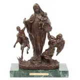 Madre Santísima de la Luz, MÉXICO, SIGLO XX, Bronce, patinado en color marrón; con base de mármol verde