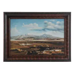 Anónimo, Vista de los volcanes, Óleo sobre tela