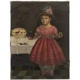 Retrato de Niña, MÉXICO, CA., 1900, Óleo sobre tela