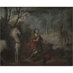 la Conversión de San Eustaquio, MÉXICO, PRINCIPIOS DEL SIGLO XIX, Óleo sobre tela