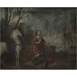 la Conversión de San Eustaquio, MÉXICO, PRINCIPIOS DEL SIGLO XIX, Óleo sobre tela