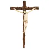 Cristo Crucificado, ORIGEN HISPANO-FILIPINO, CA., 1800, Talla en marfil con detalles entintados y policromados sobre cruz de madera tallada