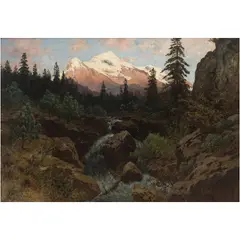 August Lohr, PAISAJE CON RÍO, Óleo sobre tela