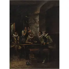 Escena de Taberna, EUROPA, CA., 1900, Óleo sobre madera