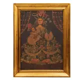 Virgen del Rosario, ESCUELA CUZQUEÑA, SIGLO XX, Óleo sobre tela