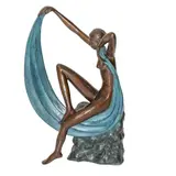 SIGLO XX by Desnudo Femenino, Bronce, patinado en tono marrón y azul, estilo ART DECO, sold Sep 2024