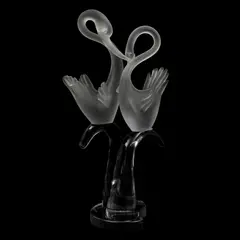 Pareja de Cisnes, SIGLO XX, Escultura en vidrio