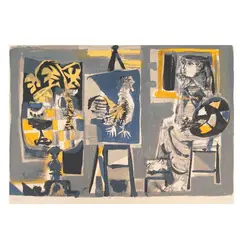 Antoni Clavé, La Femme - peintre au coq, 1951, Litografía 117 / 200