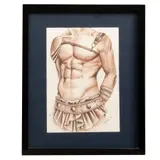 Vázquez H, Torso masculino, Sanguina sobre papel