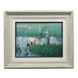 Hombres en lago by Autor No Identificado, Óleo sobre tela, sold Aug 2024