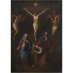 Calvario, MÉXICO, SIGLO XVIII, Óleo sobre lámina de cobre