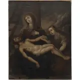 la Lamentación, MÉXICO, SIGLO XVIII, Óleo sobre tela