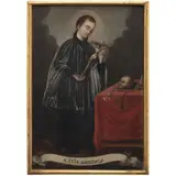 San Luis Gonzága, MÉXICO, SIGLO XIX, Óleo sobre lámina de zinc