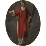 San Juan Evangelista, EUROPA, SIGLO XIX, Óleo sobre lámina de cobre