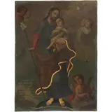Sebastián Salcedo, SAN JOSÉ CON EL NIÑO, Óleo sobre lámina de cobre