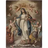 Virgen de la Luz, MÉXICO, SIGLO XVIII, Óleo sobre lámina de cobre