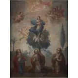 la Asunción de la Virgen, MÉXICO, SIGLO XVIII, Óleo sobre tela