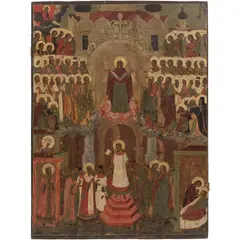 Icono, PROTECCIÓN DE NUESTRA SANTÍSIMA SEÑORA THEOTOKOS Y SIEMPRE VIRGEN MARÍA, Óleo sobre tabla