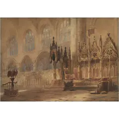 Mariano Fortuny Marsal, INTERIOR DE IGLESIA, Acuarela sobre papel