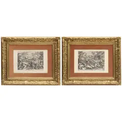 Johan Sadeler - Raphael Sadeler, AESTAS - AUTUMNUS, Grabados, 21.5 x 28.5 cm y 21 x 27 cm