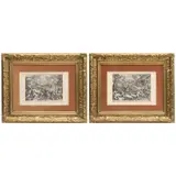 Johan Sadeler - Raphael Sadeler, AESTAS - AUTUMNUS, Grabados, 21.5 x 28.5 cm y 21 x 27 cm