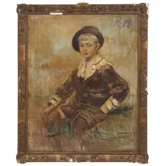 Jean Laudy, RETRATO DE NIÑO, Óleo sobre tela