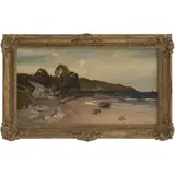 Julius Hare, PAISAJE COSTERO, Óleo sobre tela