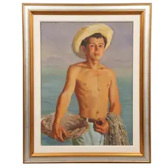 Anónimo, Retrato de joven pescador, Óleo sobre tela