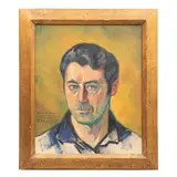 Ramón Espino Barros, Autorretrato con fondo amarillo, 1961, Óleo sobre tabla