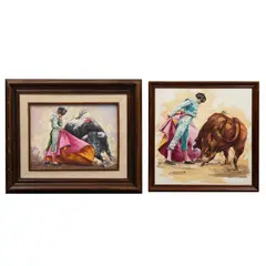 Escenas taurinas by Firmado D. Cárdenas, Óleo sobre tela, sold Aug 2024