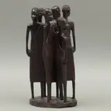 Personajes Africanos, SIGLO XX, Talla en madera, acabado entintado