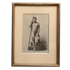 Desnudo masculino by Mateo Saldaña, 1895, Lápiz sobre papel, sold Aug 2024