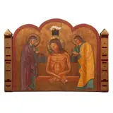 Anónimo, Retablo con clavos de la pasión, Óleo sobre temple en madera