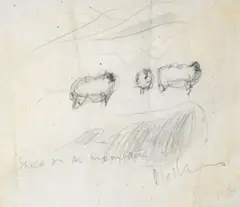 Patrick Collins, Sheep on the Mountain, Pencil on paper