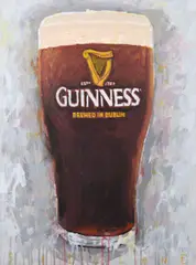 Spillane, A pint of Guinness, Mixed Media on Canvas