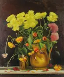 Terese McAllister, Poppies and Chrysanthemum, Oil